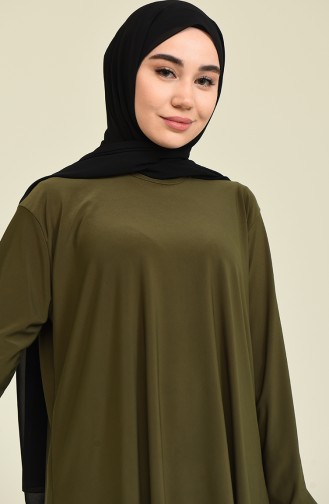 Sandy Leopar Desenli Bluz Etek İkili Takım 6004-01 Yeşil
