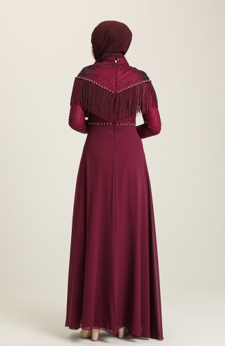 Plum Hijab Evening Dress 9201-04