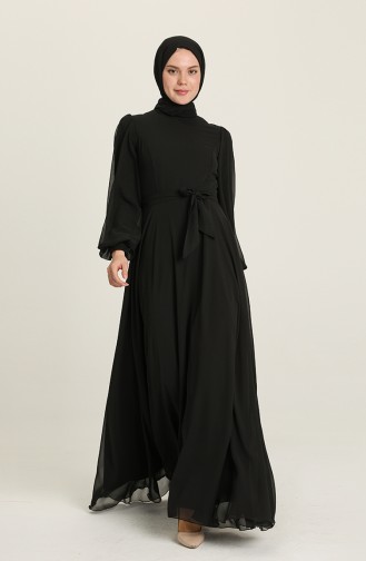 Black Hijab Evening Dress 5470-02