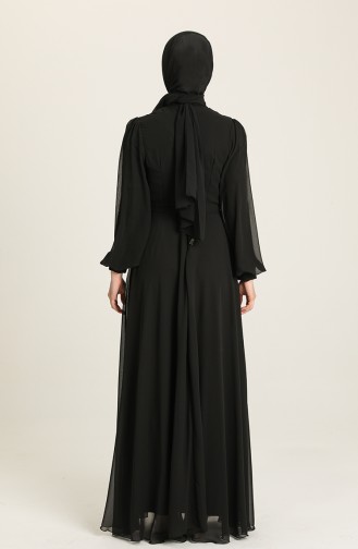 Black Hijab Evening Dress 5470-02