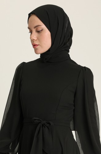 Black Hijab Evening Dress 5470-02