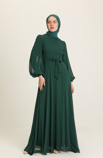 Emerald Green Hijab Evening Dress 5470-05