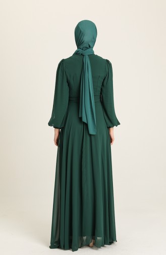 Emerald Green Hijab Evening Dress 5470-05