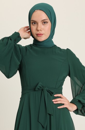 Emerald Green Hijab Evening Dress 5470-05