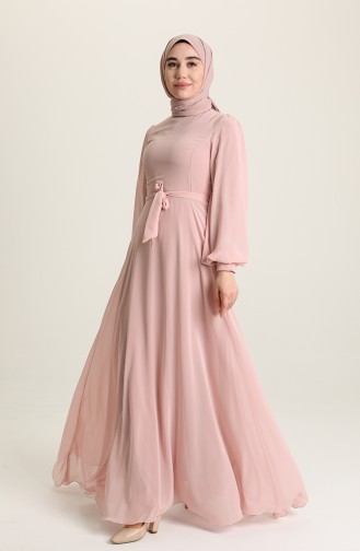 Powder Hijab Evening Dress 5470-07