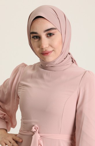Powder Hijab Evening Dress 5470-07