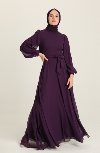 Purple Hijab Evening Dress 5470-08