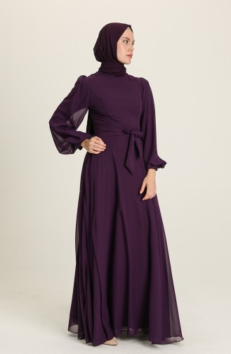 Purple Hijab Evening Dress 5470-08