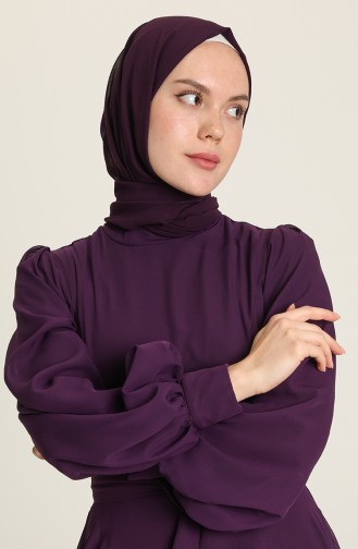 Purple Hijab Evening Dress 5470-08