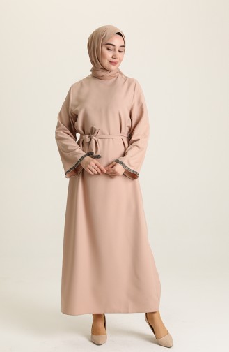 Beige İslamitische Jurk 3296-04