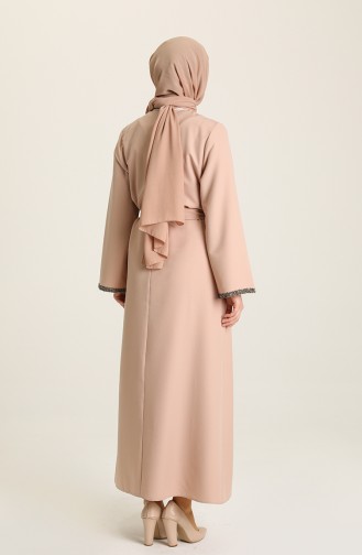 Beige Hijab Kleider 3296-04