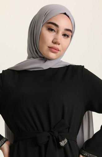 Black Hijab Dress 3296-08