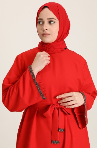 Granat-Blumen Hijab Kleider 3296-09