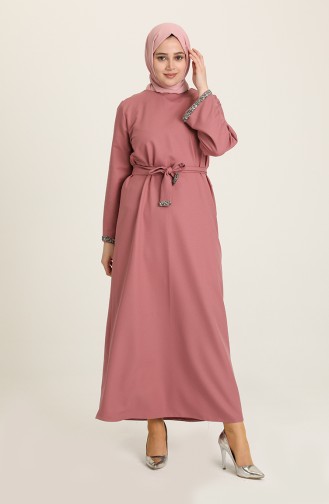 Robe Hijab Rose Pâle 3296-10