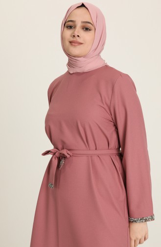 Beige-Rose Hijab Kleider 3296-10