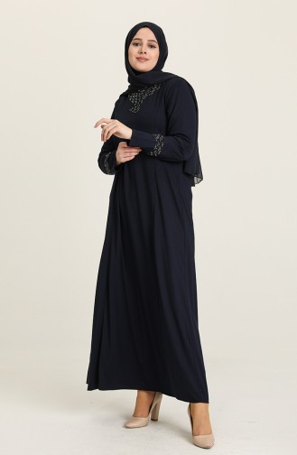 Navy Blue Hijab Dress 0001-03