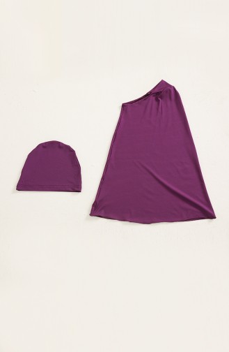 Eggplant Color Modest Swimwear 22400-04