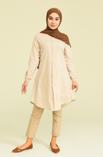 Patlı Tunik 1766-02 Krem