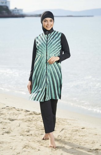 Grün Hijab Badeanzug 2078-01