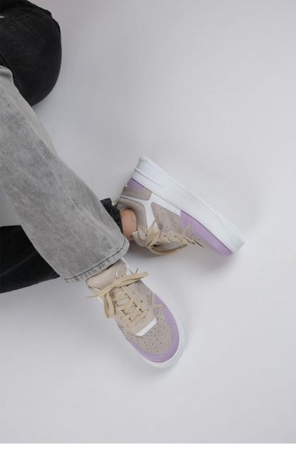 Ten Delikli Kalın Tabanlı Sneaker Lila Günlük Spor Ayakkabı Zeno Mor