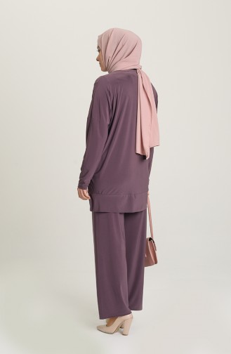 Sandy Kumaş Cepli Tunik Pantolon İkili Takım 5407-05 Gül Kurusu