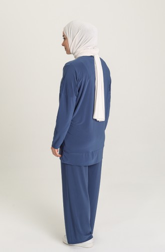 Sandy Kumaş Cepli Tunik Pantolon İkili Takım 5407-02 İndigo