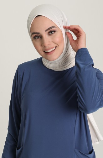 Sandy Kumaş Cepli Tunik Pantolon İkili Takım 5407-02 İndigo