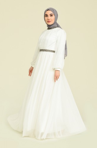 Weiß Hijab-Abendkleider 5501-20