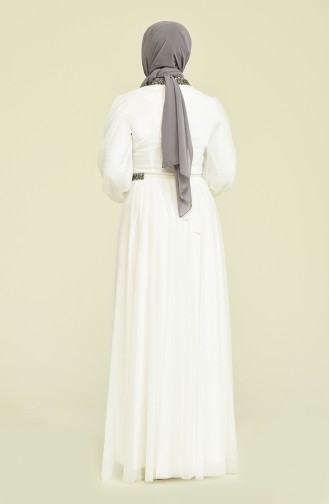 White Hijab Evening Dress 5501-20