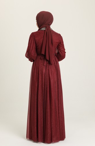 Dark Claret Red Hijab Evening Dress 5501-23
