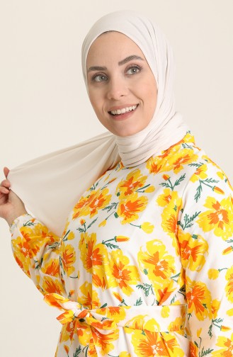 Gelb Hijab Kleider 0125A-02