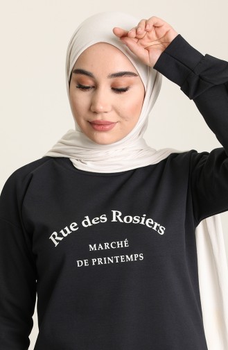 Lacivert Bisiklet Yaka Basic Örme Sweatshirt 10377 05