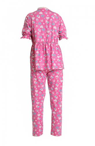 Akbeniz Kadın 100 Pamuk Penye Pileli Pijama Takım 17108 Fuşya