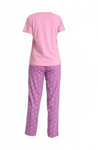 Akbeniz Kadın 100 Pamuk Penye Kısa Kol Pijama Takım 3452 Pembe