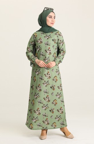 Robe a Motifs 1775-04 Vert Noisette 1775-04