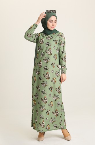 Robe a Motifs 1775-04 Vert Noisette 1775-04