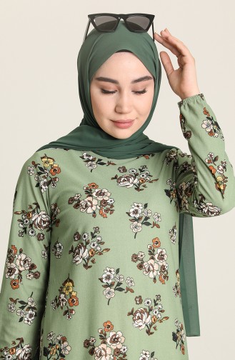 Green Almond Hijab Dress 1775-04