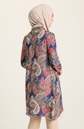 Desenli Tunik 5708-03 Lacivert
