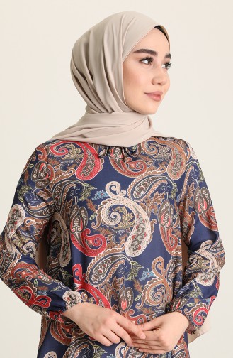 Desenli Tunik 5708-03 Lacivert