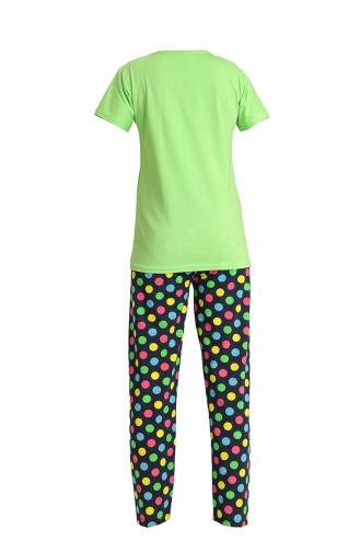 Akbeniz Kadın 100 Pamuk Penye Kısa Kol Pijama Takım 3443 Yeşil