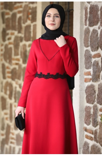 Rot Hijab Kleider 1000-01