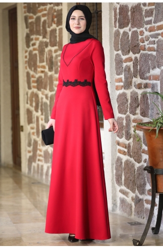 Rot Hijab Kleider 1000-01