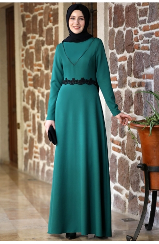 Smaragdgrün Hijab Kleider 1000-06