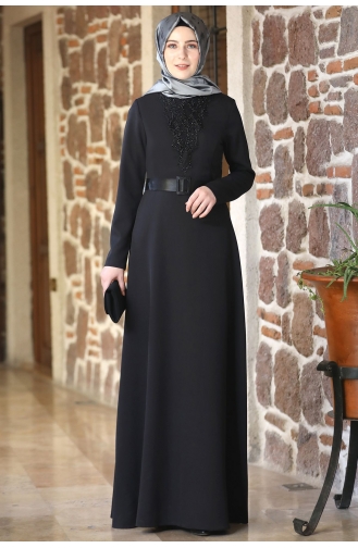 Mimoza Tesettür Elbise ELB1010-05 Siyah