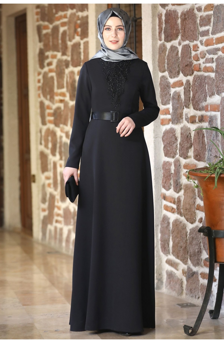 Mimoza Tesettür Elbise ELB1010-05 Siyah