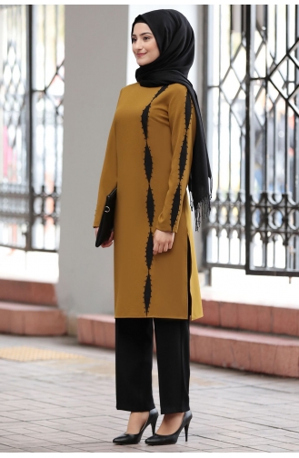 Elif Tunik Pantolon İkili Tesettür Takım RBS1006-05 Yağ Yeşili