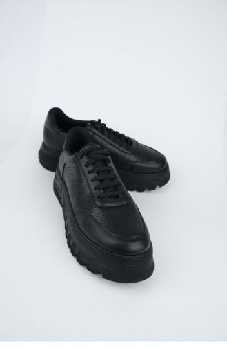 Siyah Kalın Tabanlı Sneaker Günlük Spor Ayakkabı Portos Siyah