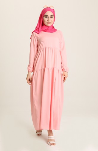 Light Pink Hijab Dress 1764-12