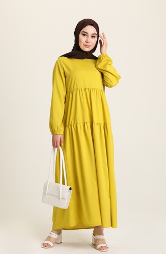 Oil Green Hijab Dress 1764-13