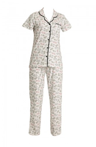 Naturfarbe Pyjama 2636.Ekru